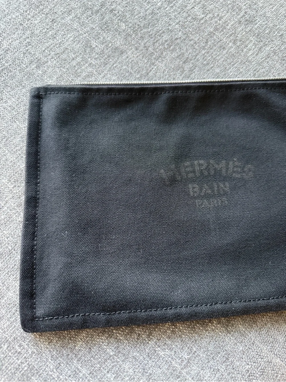 Hermes Bain Paris Black Cotton Cosmetic / Make-up / Toiletry / Pouch Bag